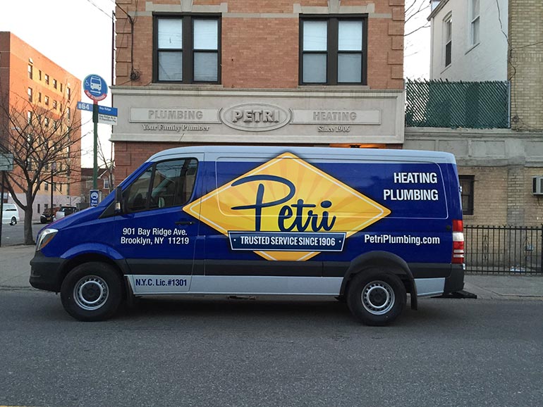 petri plumbing & heating service van